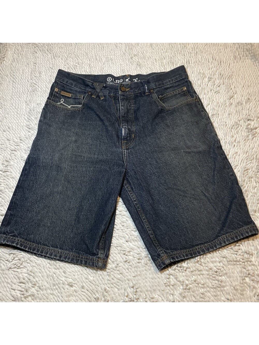 LRGeans LRG 5 Pocket Jean Shorts JORTS Sz 34 Lifted Research Group Baggy Fit